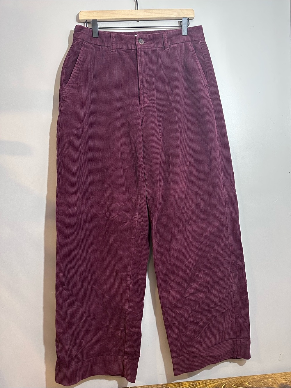 Old navy high rise wide leg corduroy pants maroon burgundy womens size 8T